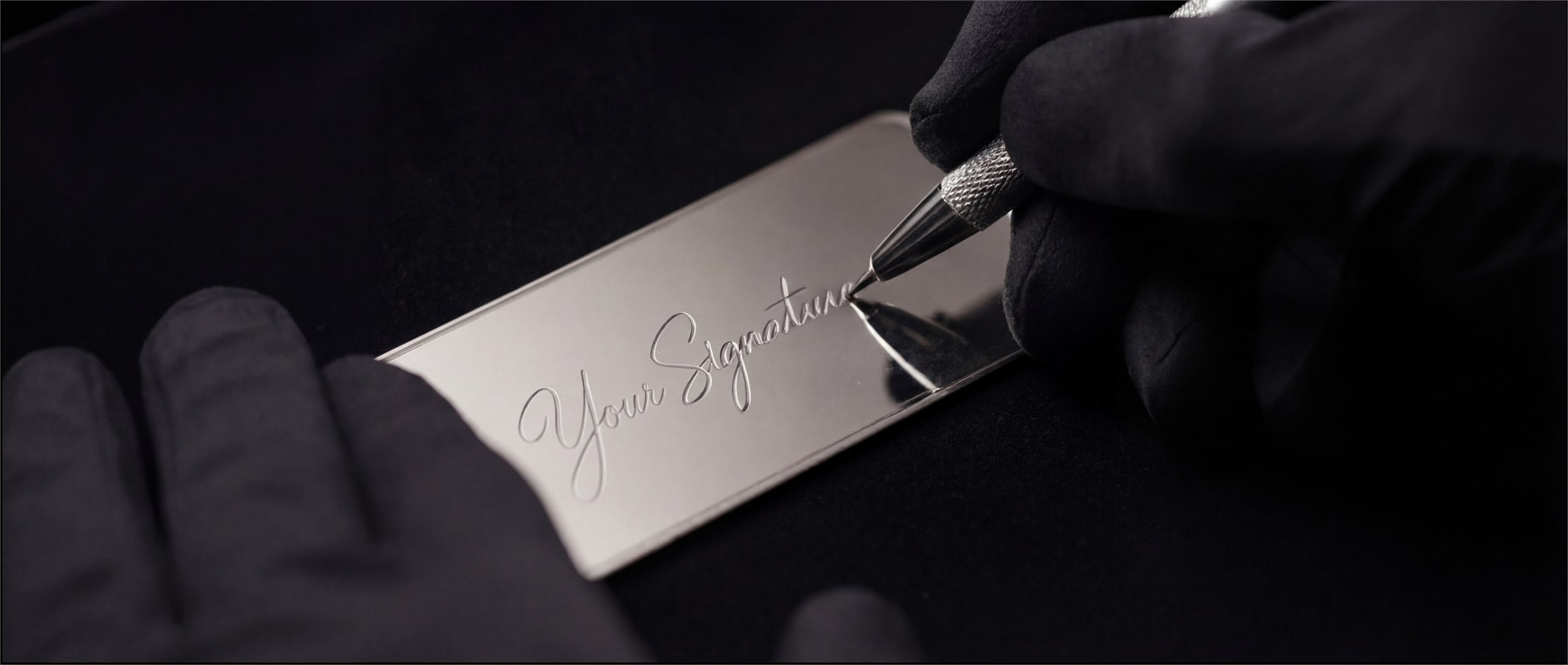 A signature plate receiving a personalization mark.