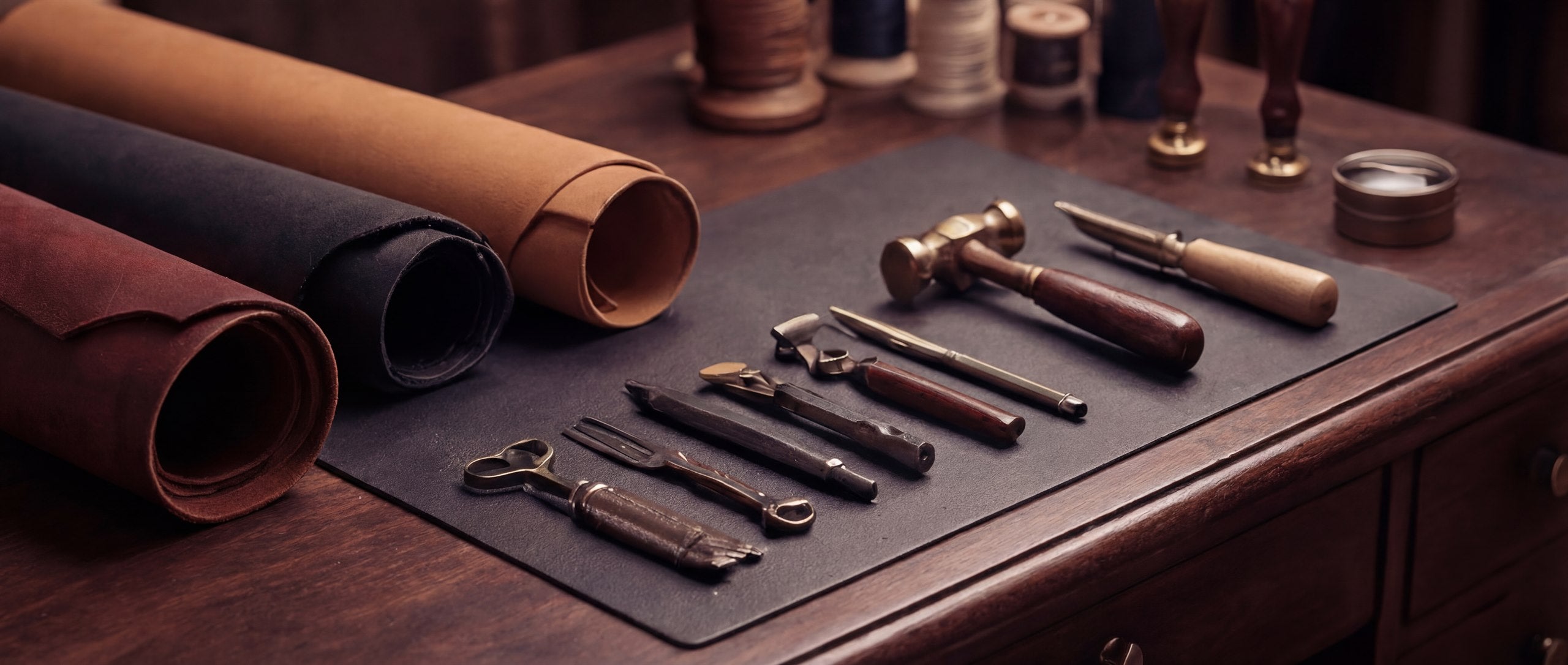 Atelier tools and materials arranged for a controlled repairs service.